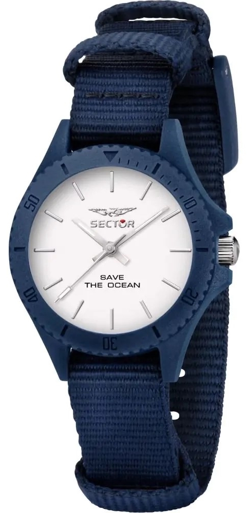 Sector Damklocka R3251539502 Save the Ocean Vit/Textil Ø32 mm - Sector