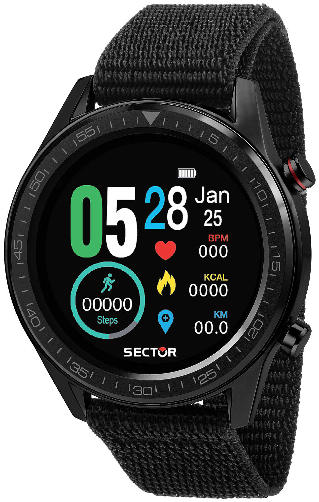 Sector Herrklocka R3251545002 S-02 LCD/Textil Ø46 mm - Sector