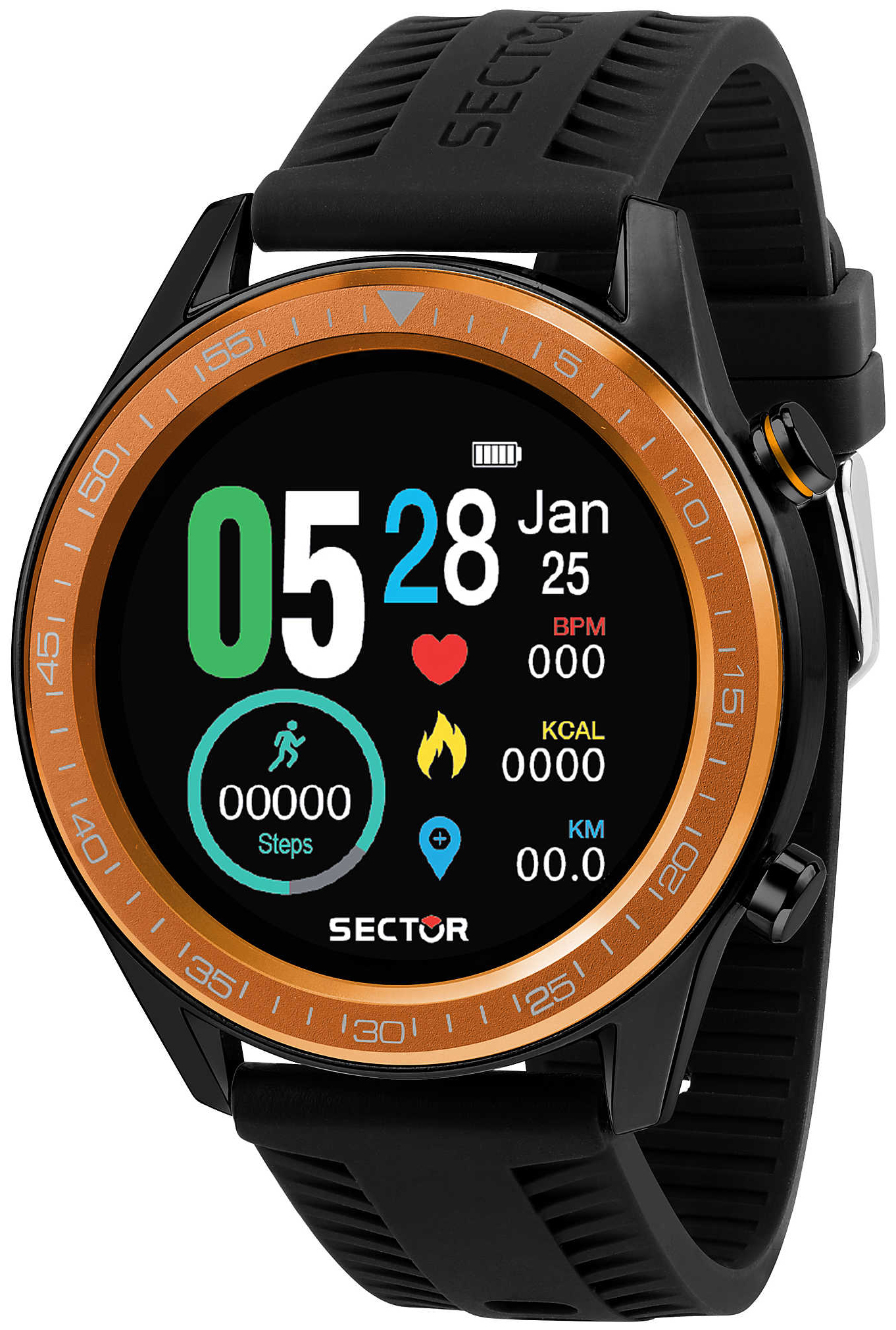 Sector Herrklocka R3251545003 S-02 LCD/Gummi Ø46 mm - Sector