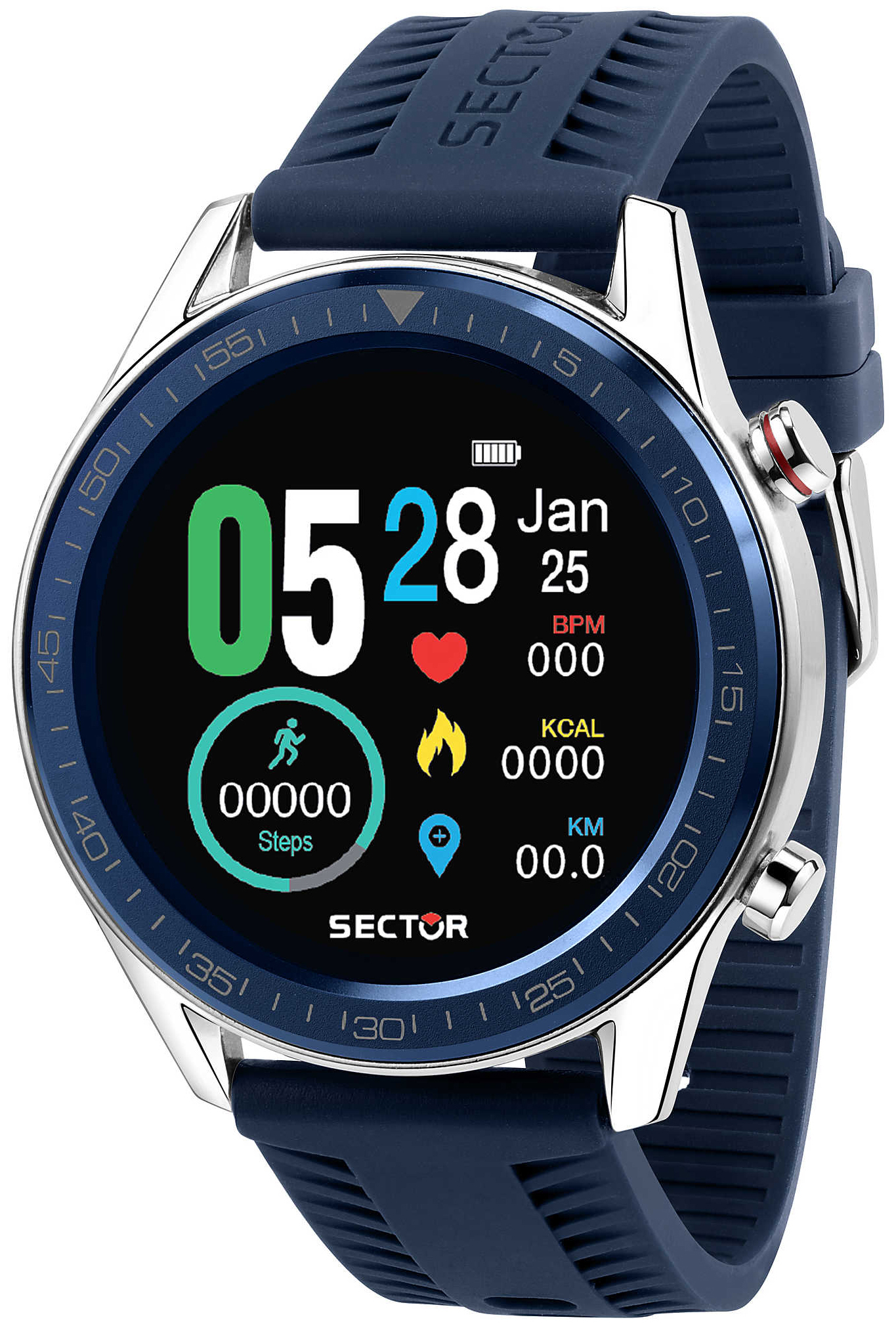 Sector Herrklocka R3251545004 S-02 LCD/Gummi Ø46 mm - Sector