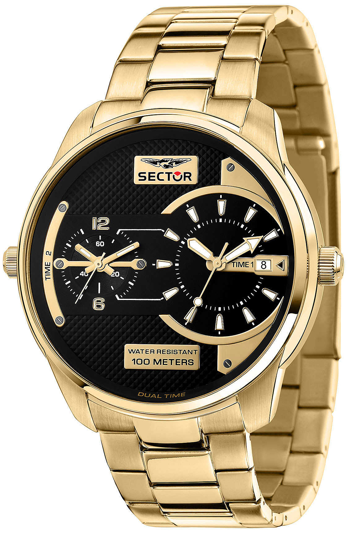 Sector Herrklocka R3253102026 Oversize Svart/Gulguldtonat stål Ø48 - Sector