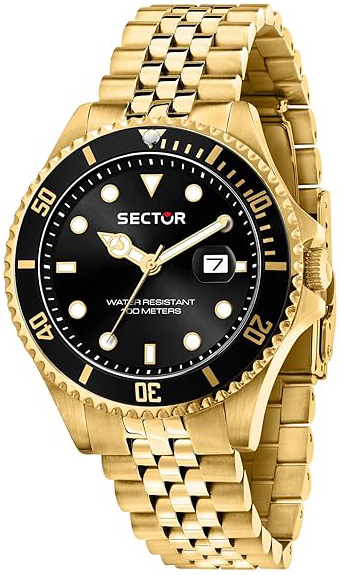 Sector 230 Herrklocka R3253161051 Svart/Gulguldtonat st&aring;l &Oslash;43 mm