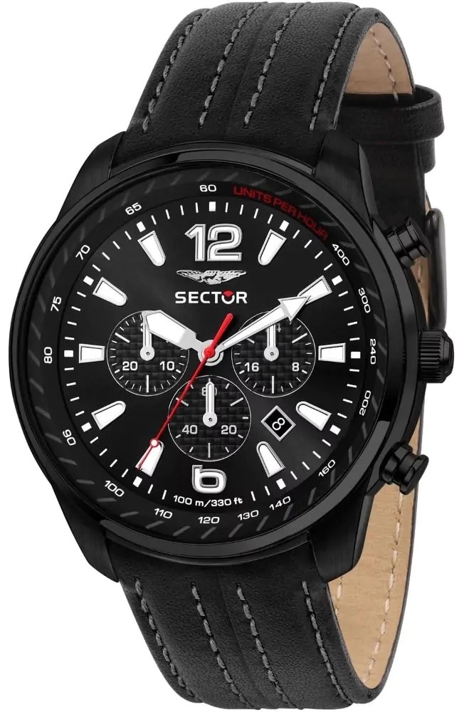Sector Herrklocka R3271602008 Oversize Svart/Läder Ø48 mm - Sector