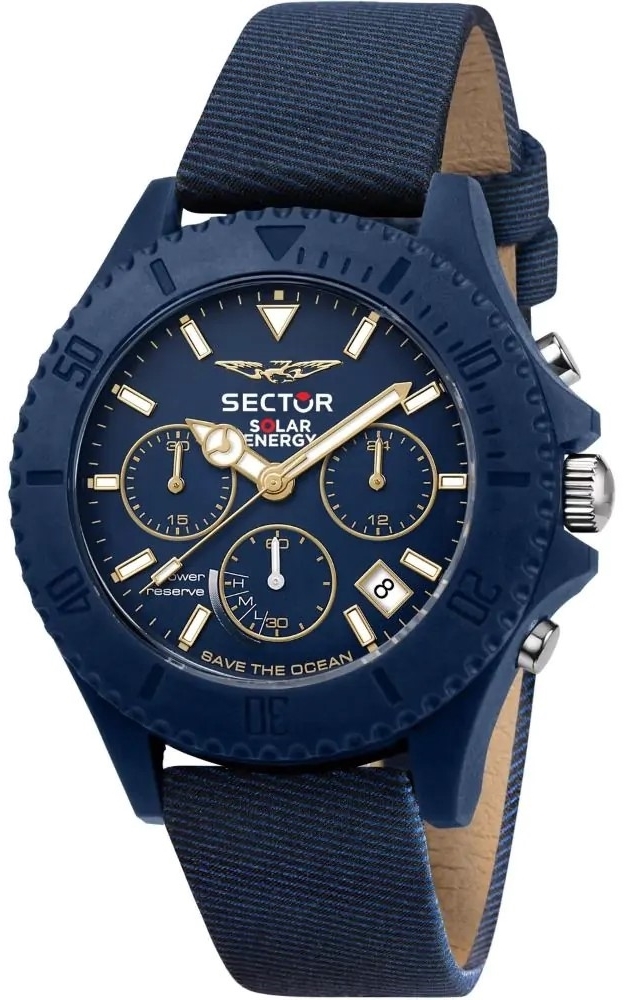 Sector Herrklocka R3271739001 Save the Ocean Blå/Läder Ø44 mm - Sector