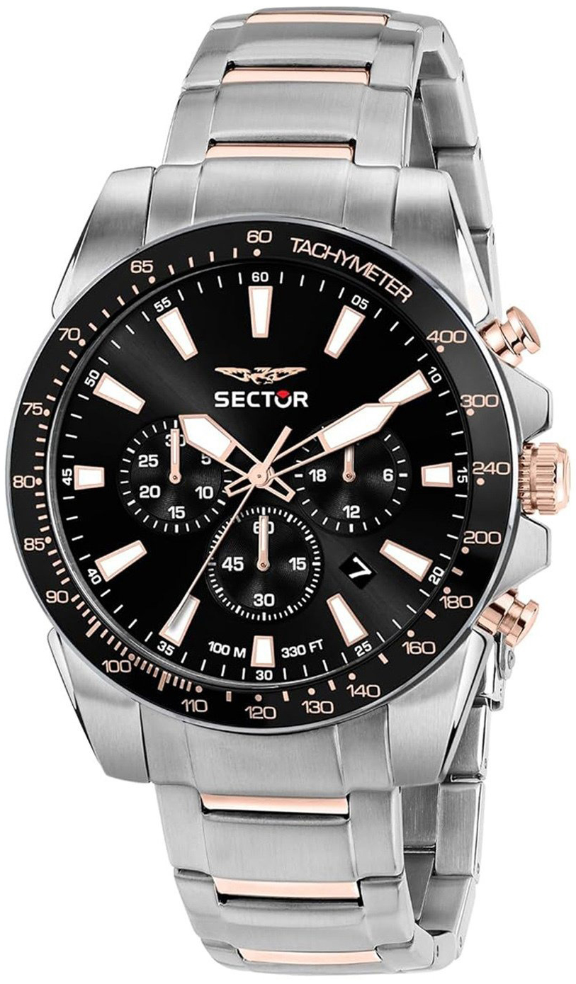 Sector 450 Herrklocka R3273776007 Svart/Ros&eacute;guldstonat st&aring;l &Oslash;43 mm