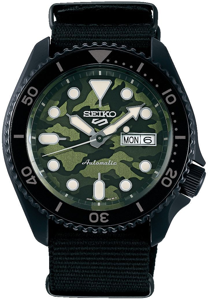 Seiko 5 Sports Herrklocka SRPJ37K1 Street Style Grön/Textil Ø43 mm - Seiko