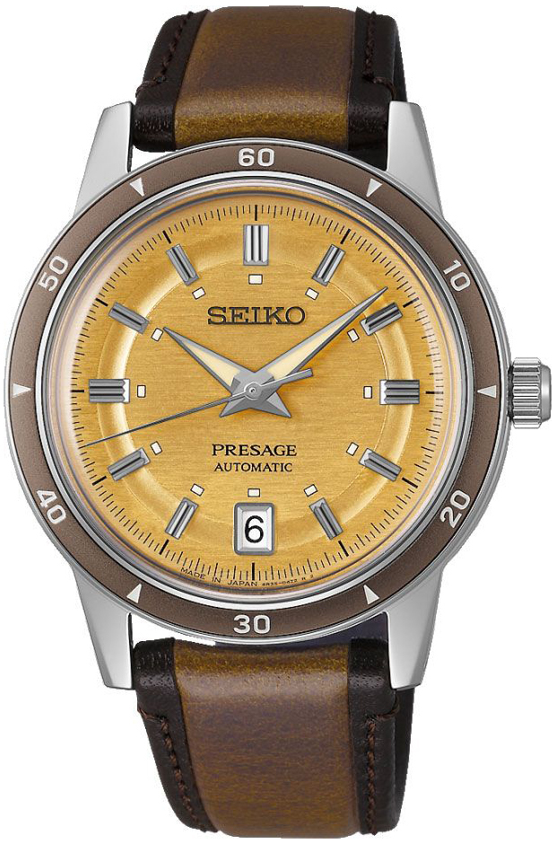 Seiko Herrklocka SRPL75J1 Presage Gul/Läder Ø34 mm - Seiko
