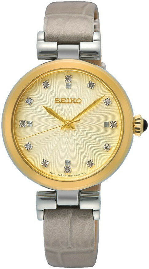 Seiko Damklocka SRZ546P1 Dress Champagnefärgad/Läder Ø30 mm - Seiko