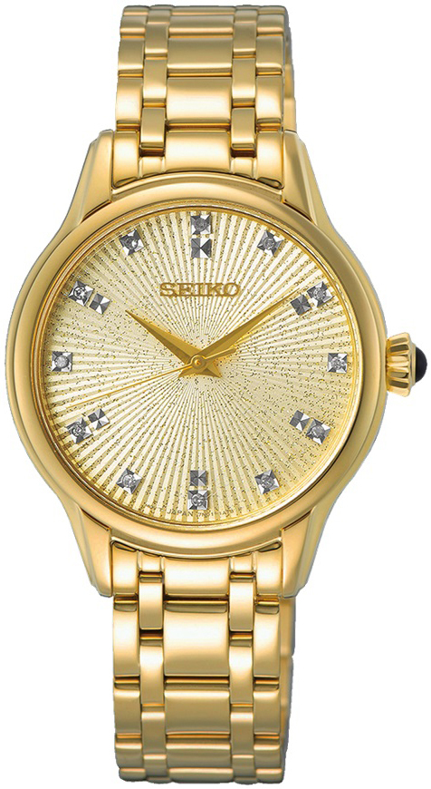 Seiko Damklocka SRZ552P1 Classic Beige/Gulguldtonat stål Ø29.5 mm - Seiko