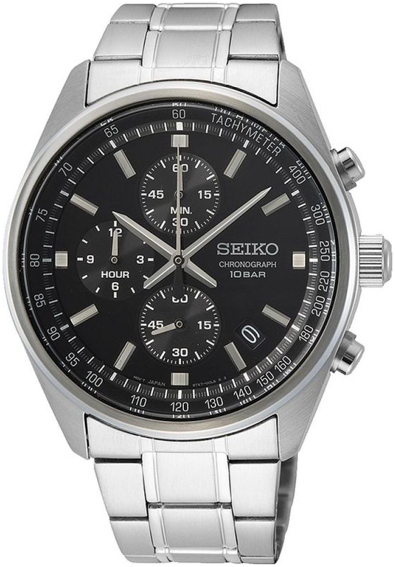 Seiko Herrklocka SSB379P1 Svart/St&aring;l &Oslash;42 mm