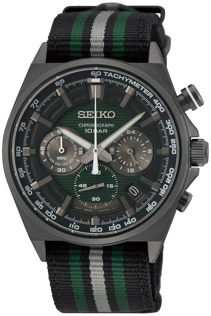 Seiko Herrklocka SSB411P1 Classic Grön/Textil Ø41 mm