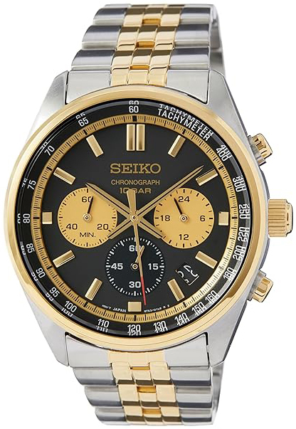 Seiko Herrklocka SSB430P1 Sport Svart/Gulguldtonat stål Ø41.5 mm - Seiko