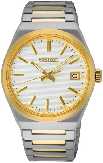 Seiko Herrklocka SUR558P1 Dress Vit/Gulguldtonat stål Ø38.9 mm - Seiko