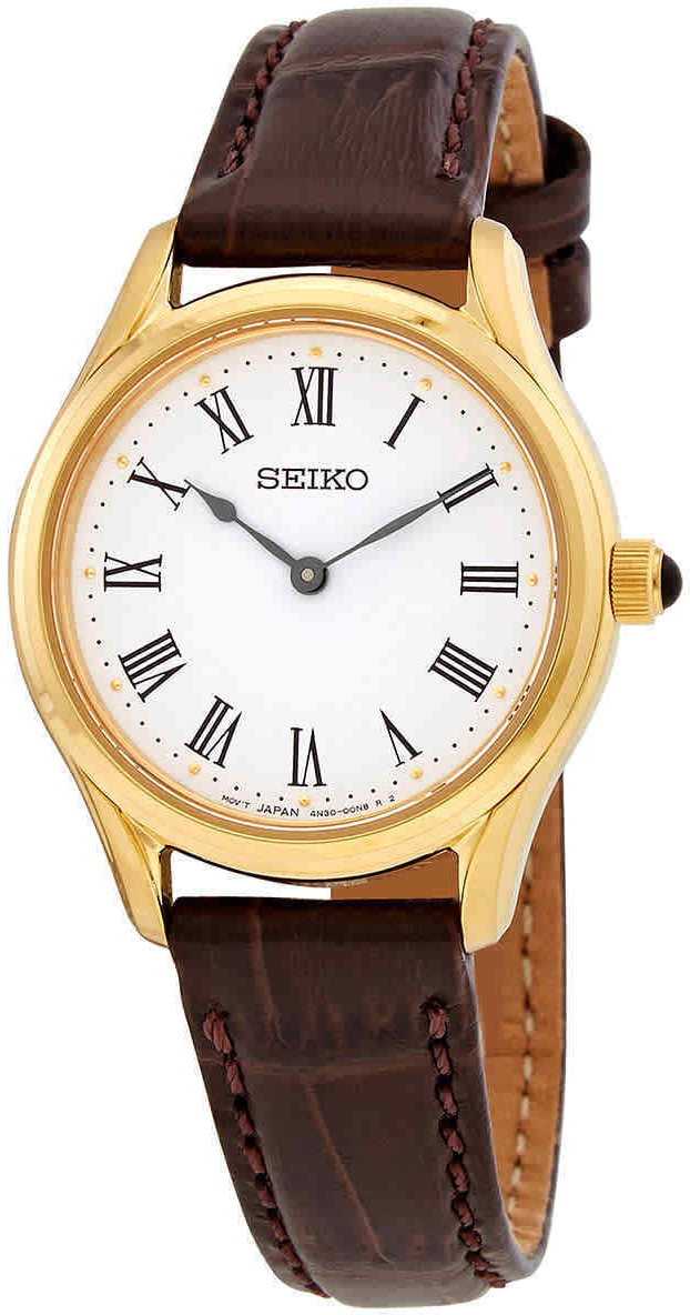 Seiko Damklocka SWR072P1 Classic Vit/L&auml;der &Oslash;29 mm