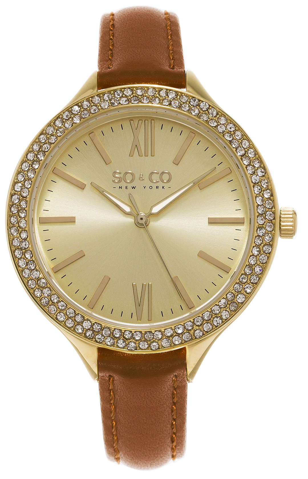 So & Co New York Damklocka 5089.2 Studio Champagnefärgad/Läder - So & Co New York