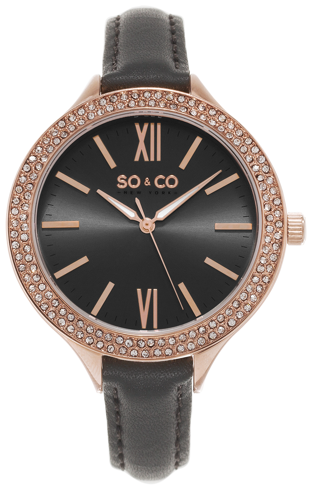 So & Co New York Damklocka 5089.3 Studio Grå/Läder Ø38 mm - So & Co New York