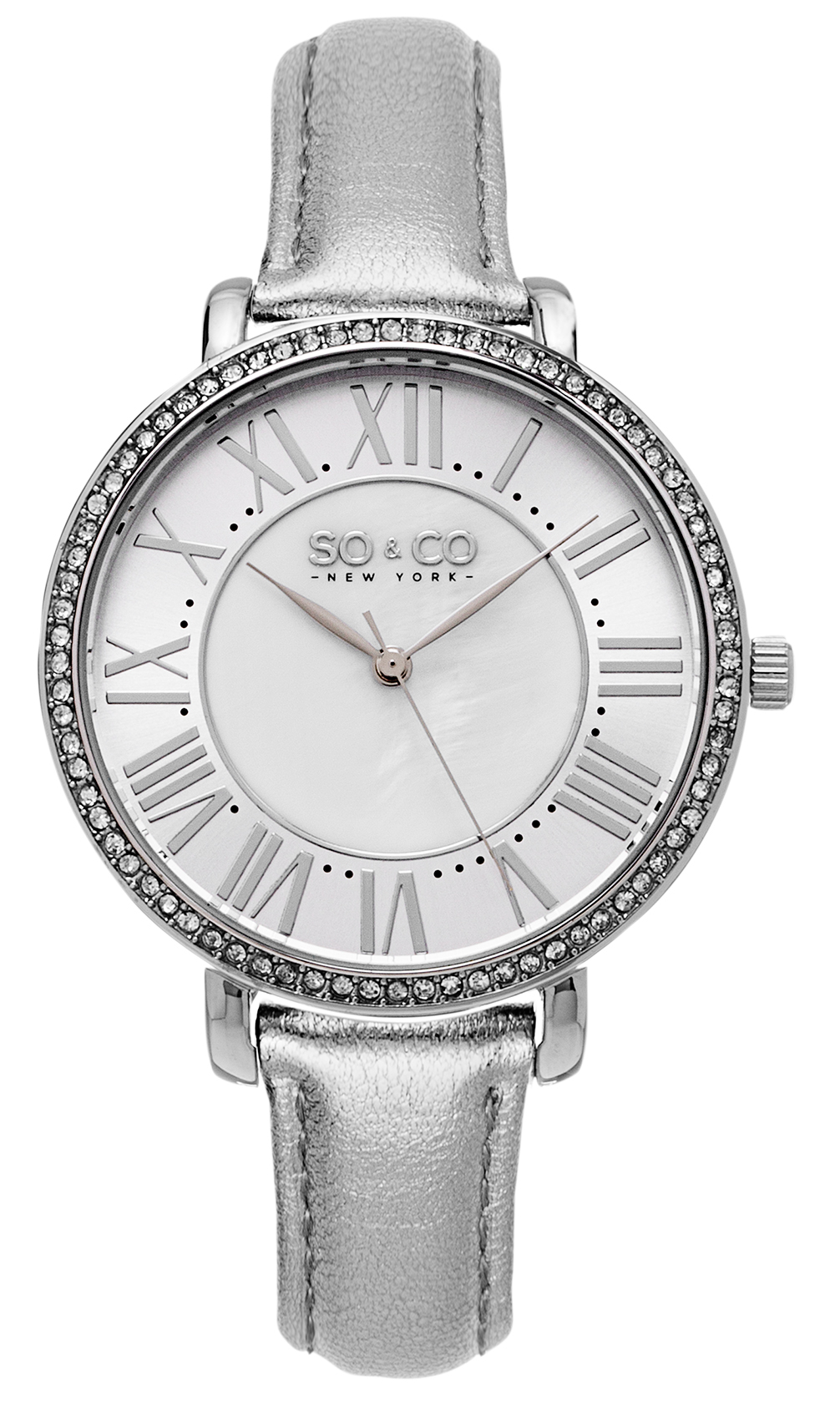 So & Co New York Damklocka 5090.1 Studio Vit/Läder Ø36 mm - So & Co New York