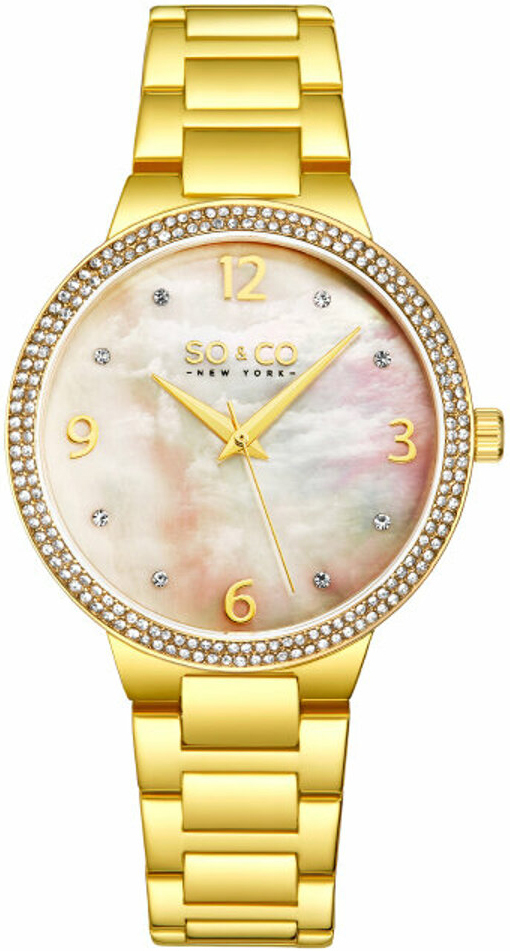 So & Co New York Damklocka 5519B.3 Madison Vit/Gulguldtonat stål - So & Co New York