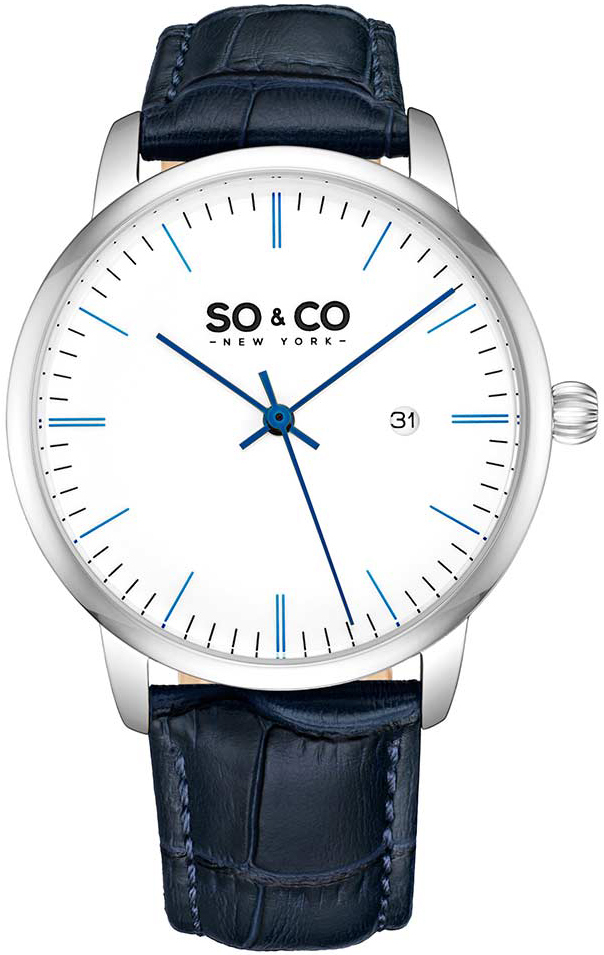 So & Co New York Herrklocka 5521.3 Madison Vit/Läder Ø40 mm - So & Co New York