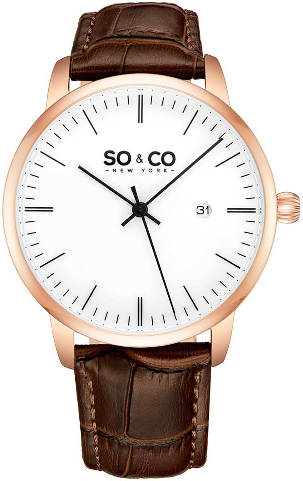 So & Co New York Herrklocka 5521.7 Madison Vit/Läder Ø40 mm - So & Co New York