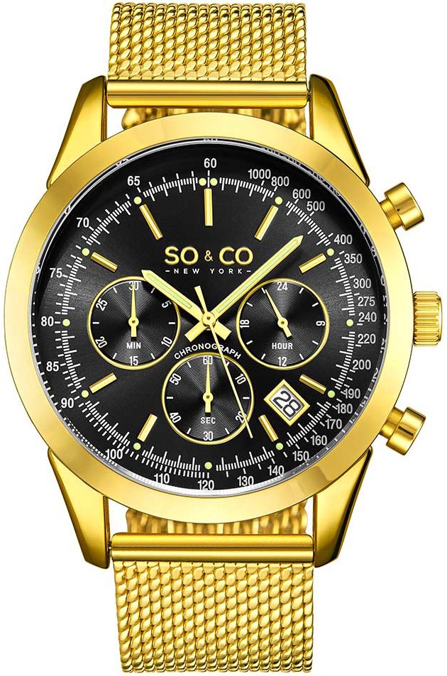 So & Co New York Herrklocka 5535.7 Tribeca Svart/Gulguldtonat - So & Co New York