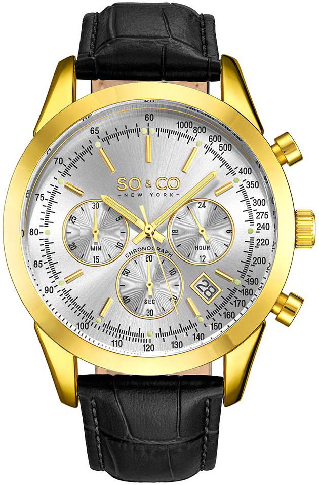 So & Co New York Herrklocka 5535L.4 Tribeca Silverfärgad/Läder - So & Co New York