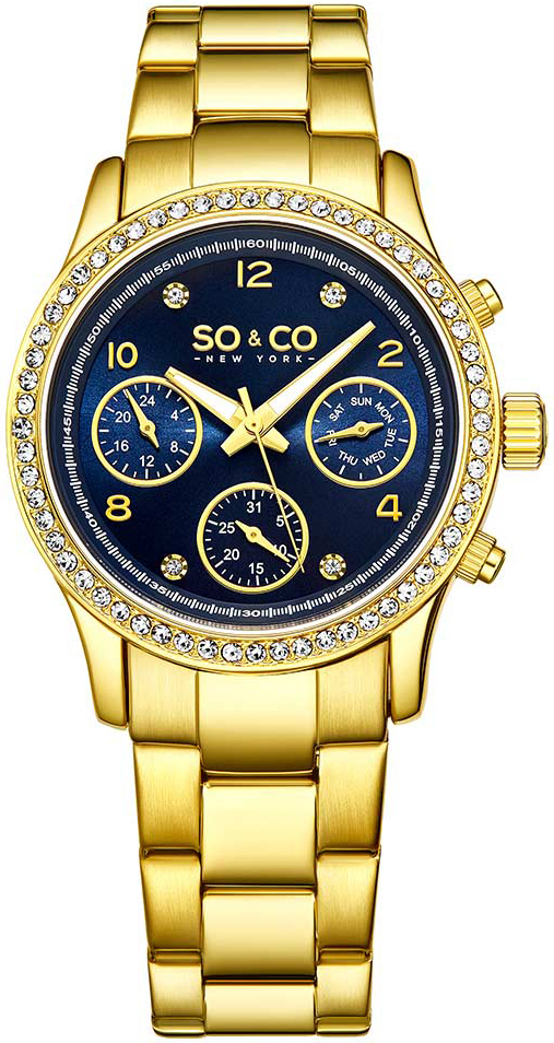 So & Co New York Damklocka 5567.3 Madison Blå/Gulguldtonat stål - So & Co New York