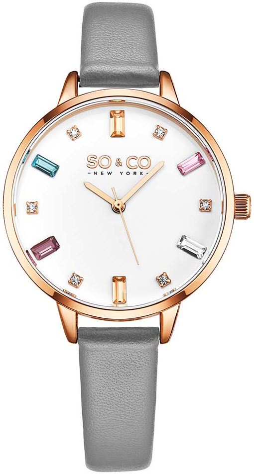 So & Co New York Damklocka 5570.3 Chelsea Vit/Läder Ø34 mm - So & Co New York