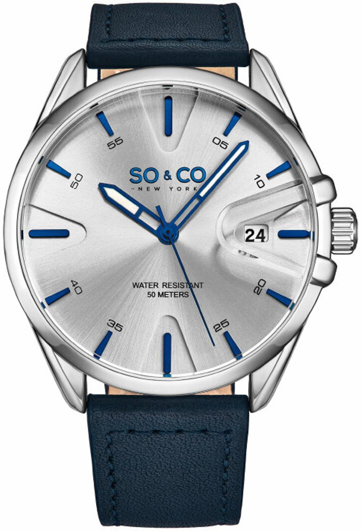 So & Co New York Herrklocka 5594.1 Madison Silverfärgad/Läder - So & Co New York