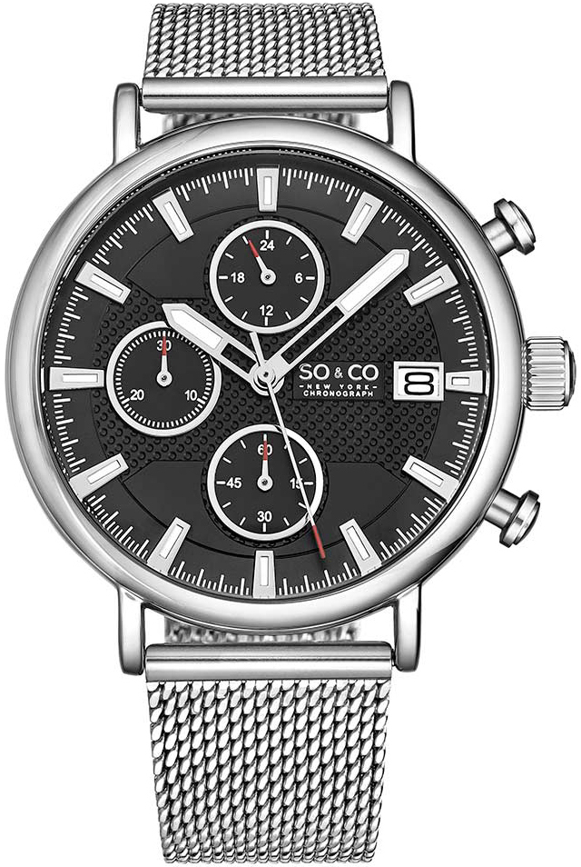 So & Co New York Herrklocka 5598.2 Tribeca Svart/Stål Ø42 mm - So & Co New York