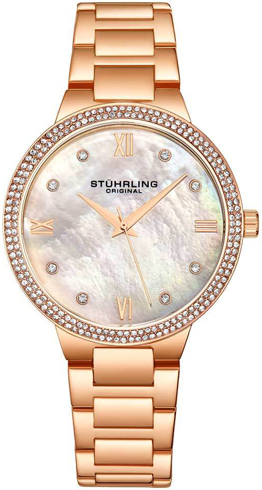 Stührling Original Damklocka 3907.4 Symphony Vit/Roséguldstonat - Stührling Original