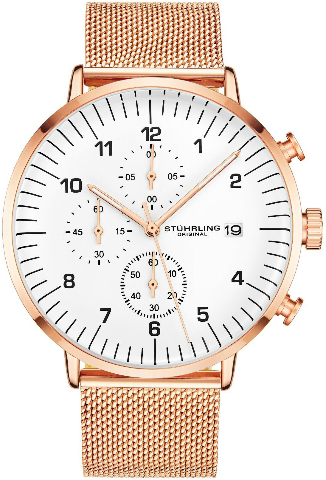 Stührling Original Herrklocka 3911.5 Monaco Vit/Roséguldstonat - Stührling Original