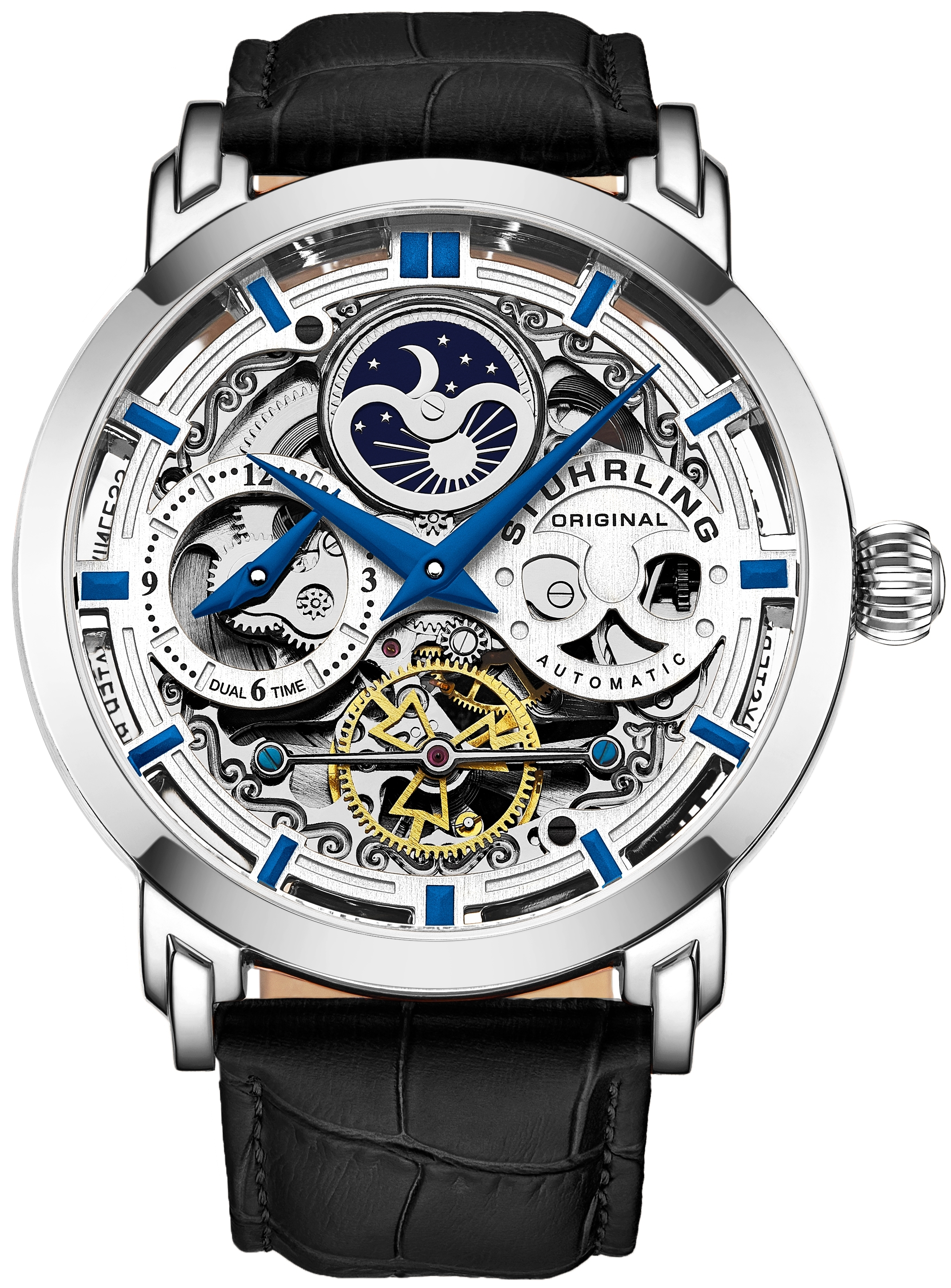 Stührling Original Herrklocka 3924.1 Legacy Skelettskuren/Läder - Stührling Original