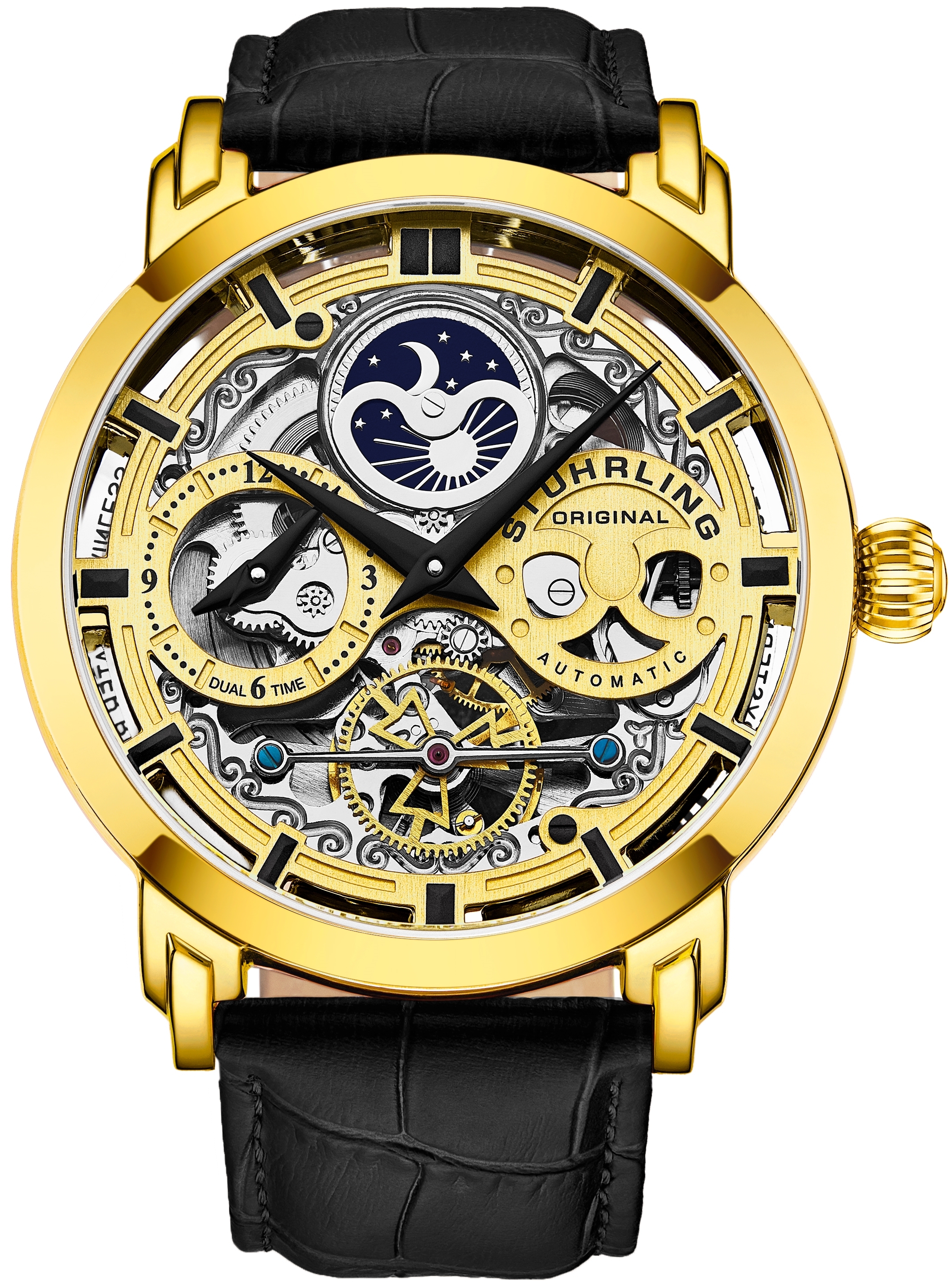 Stührling Original Herrklocka 3924.2 Legacy Skelettskuren/Läder - Stührling Original