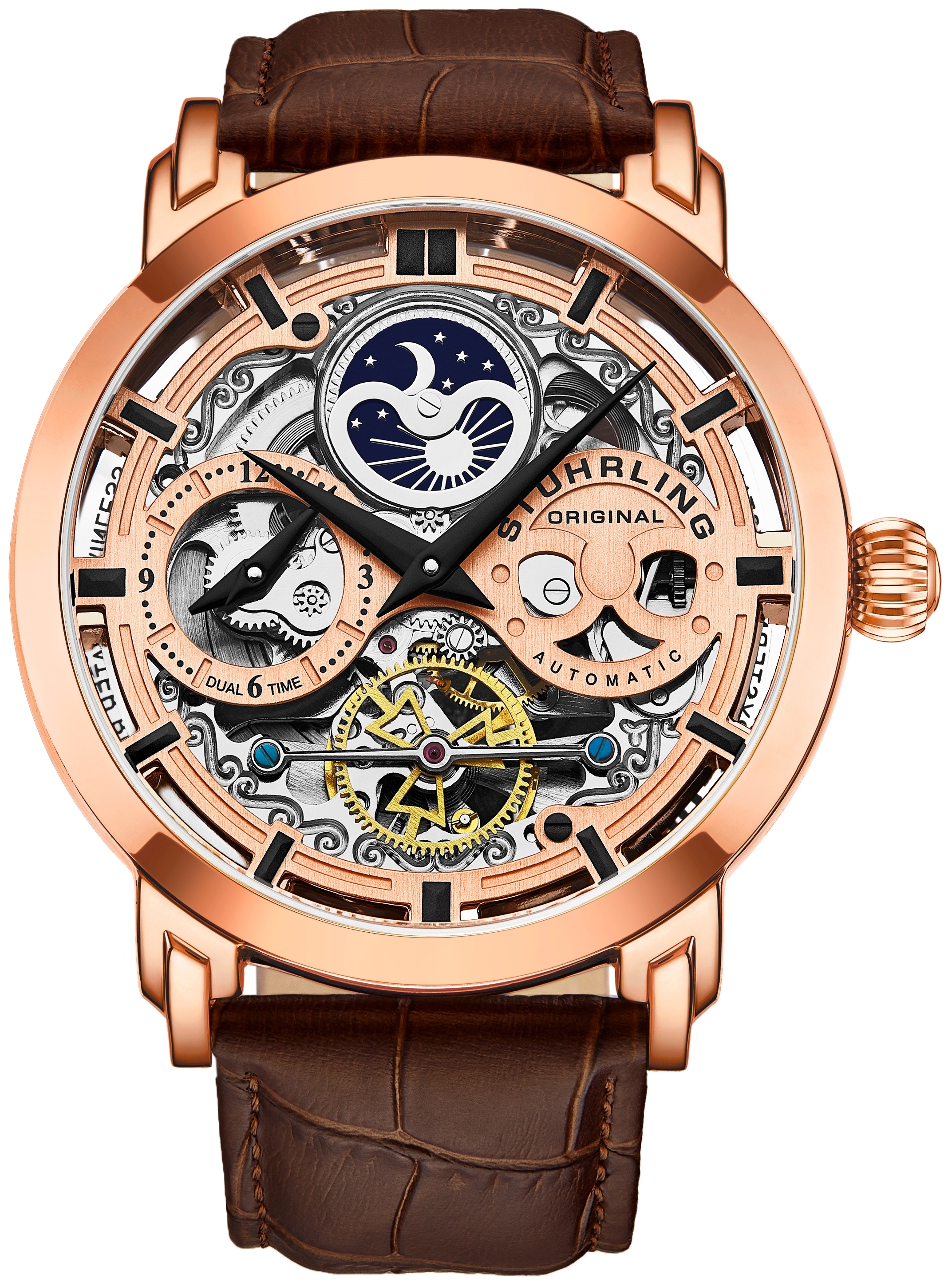 Stührling Original Herrklocka 3924.3 Legacy Skelettskuren/Läder - Stührling Original