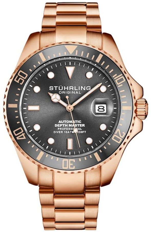 Stührling Original Herrklocka 3940.5 Aquadiver Grå/Roséguldstonat - Stührling Original