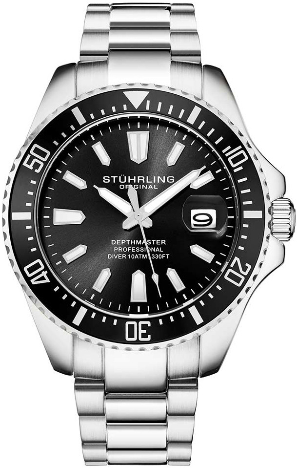 Stührling Original Herrklocka 3950A.1 Aquadiver Svart/Stål Ø42 mm - Stührling Original