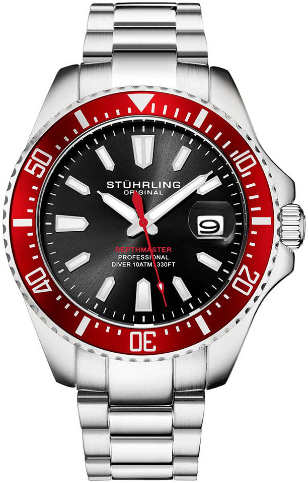 Stührling Original Herrklocka 3950A.4 Aquadiver Svart/Stål Ø42 mm - Stührling Original