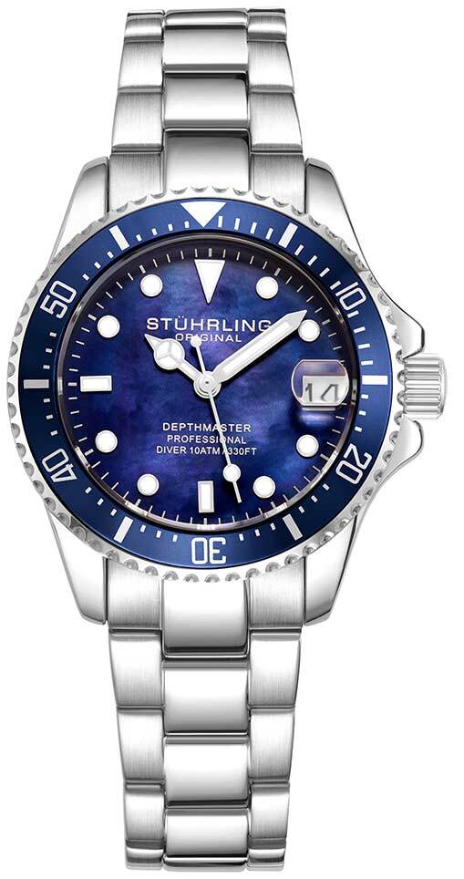 Stührling Original Damklocka 3950L.2 Depthmaster Blå/Stål Ø32 mm - Stührling Original