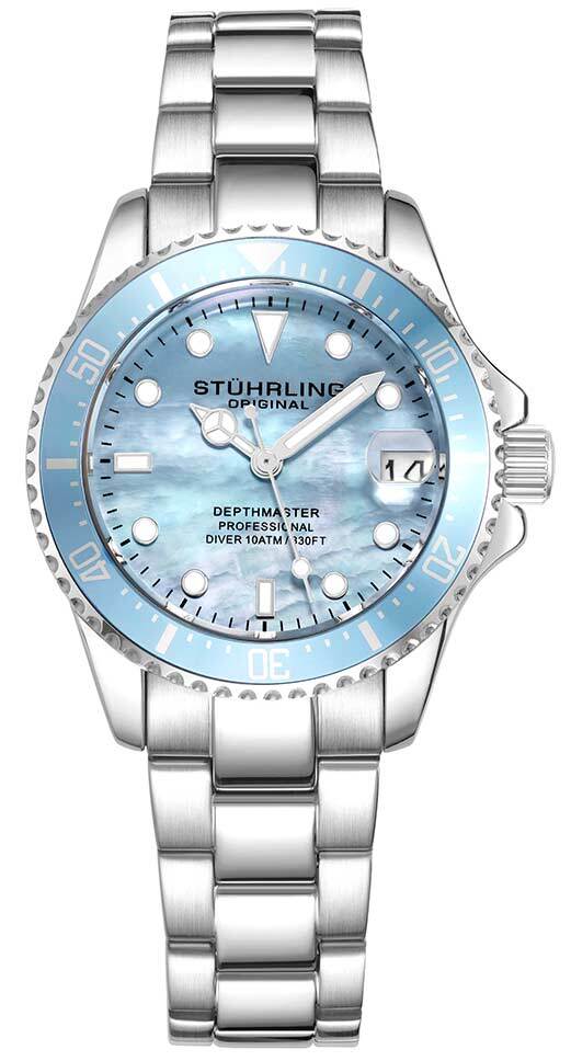 Stührling Original Damklocka 3950L.3 Depthmaster Blå/Stål Ø32 mm - Stührling Original