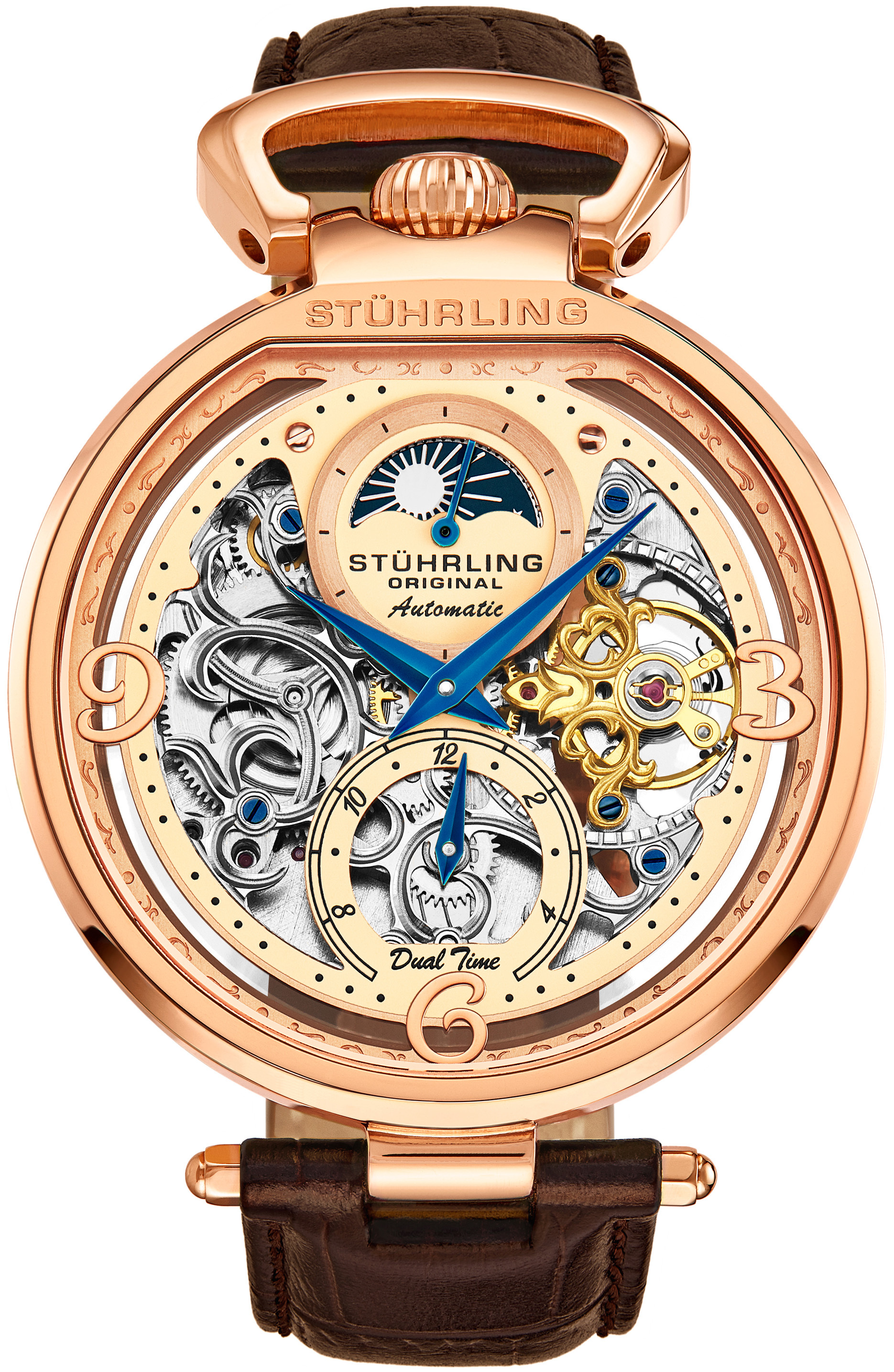 Stührling Original Herrklocka 3954.3 Legacy Skelettskuren/Läder - Stührling Original