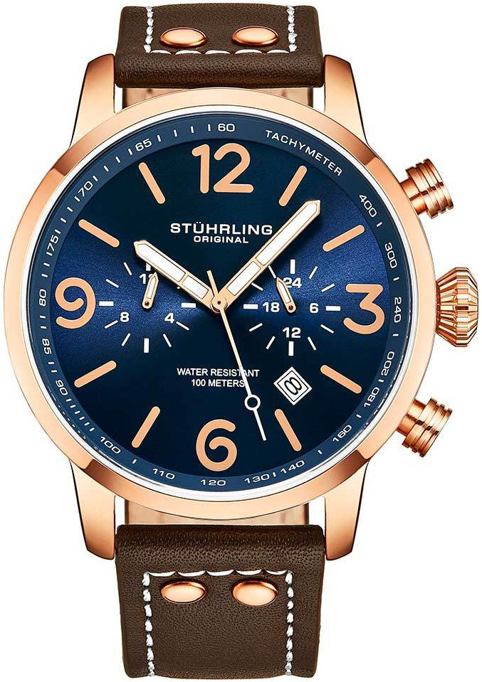 Stührling Original Herrklocka 3956.3 Aviator Blå/Läder Ø45 mm - Stührling Original