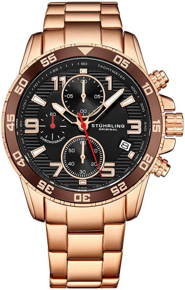 Stührling Original Herrklocka 3957.4 Concorso Svart/Roséguldstonat - Stührling Original