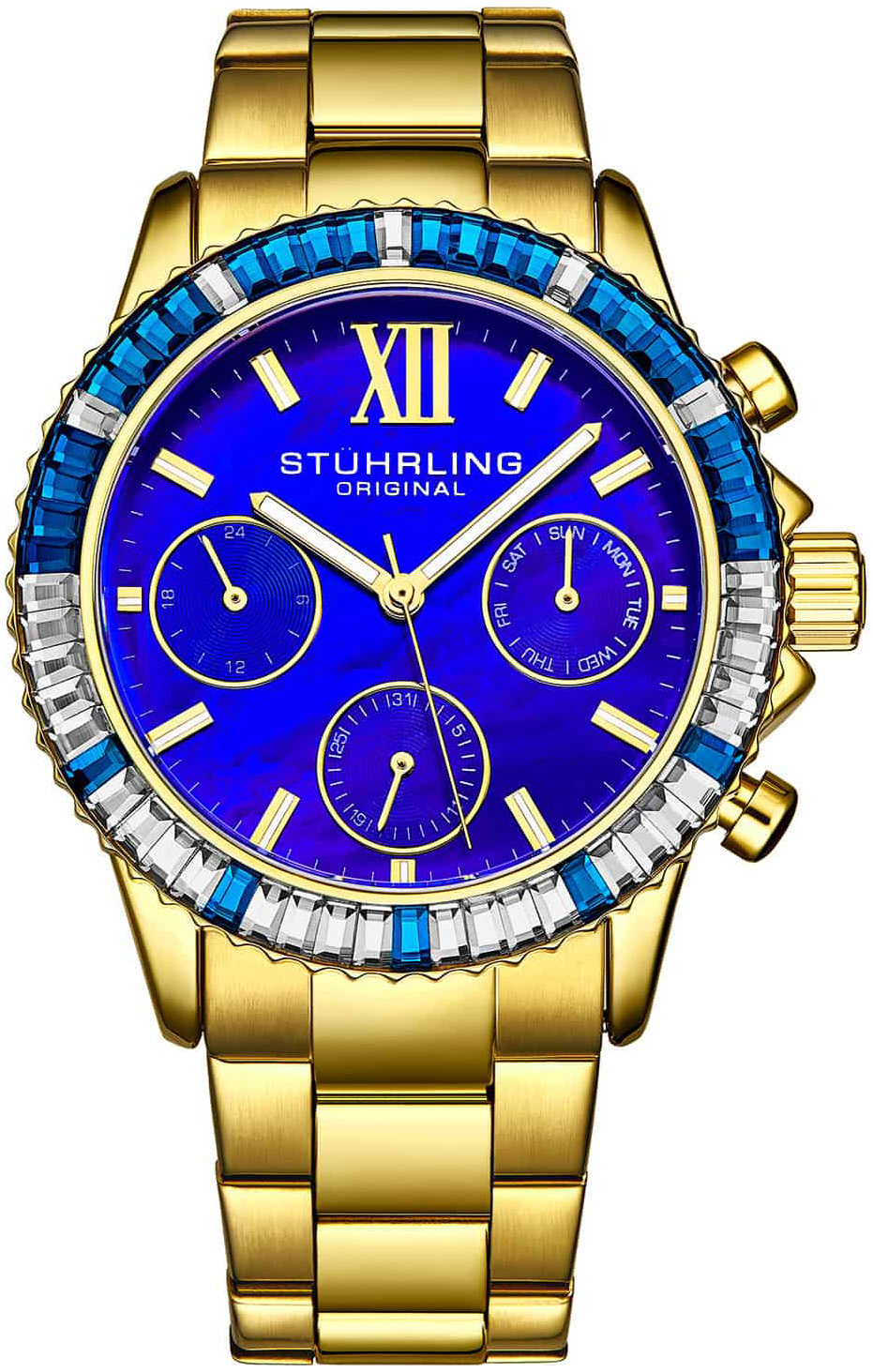Stührling Original Damklocka 3959.4 Monaco Blå/Gulguldtonat stål - Stührling Original