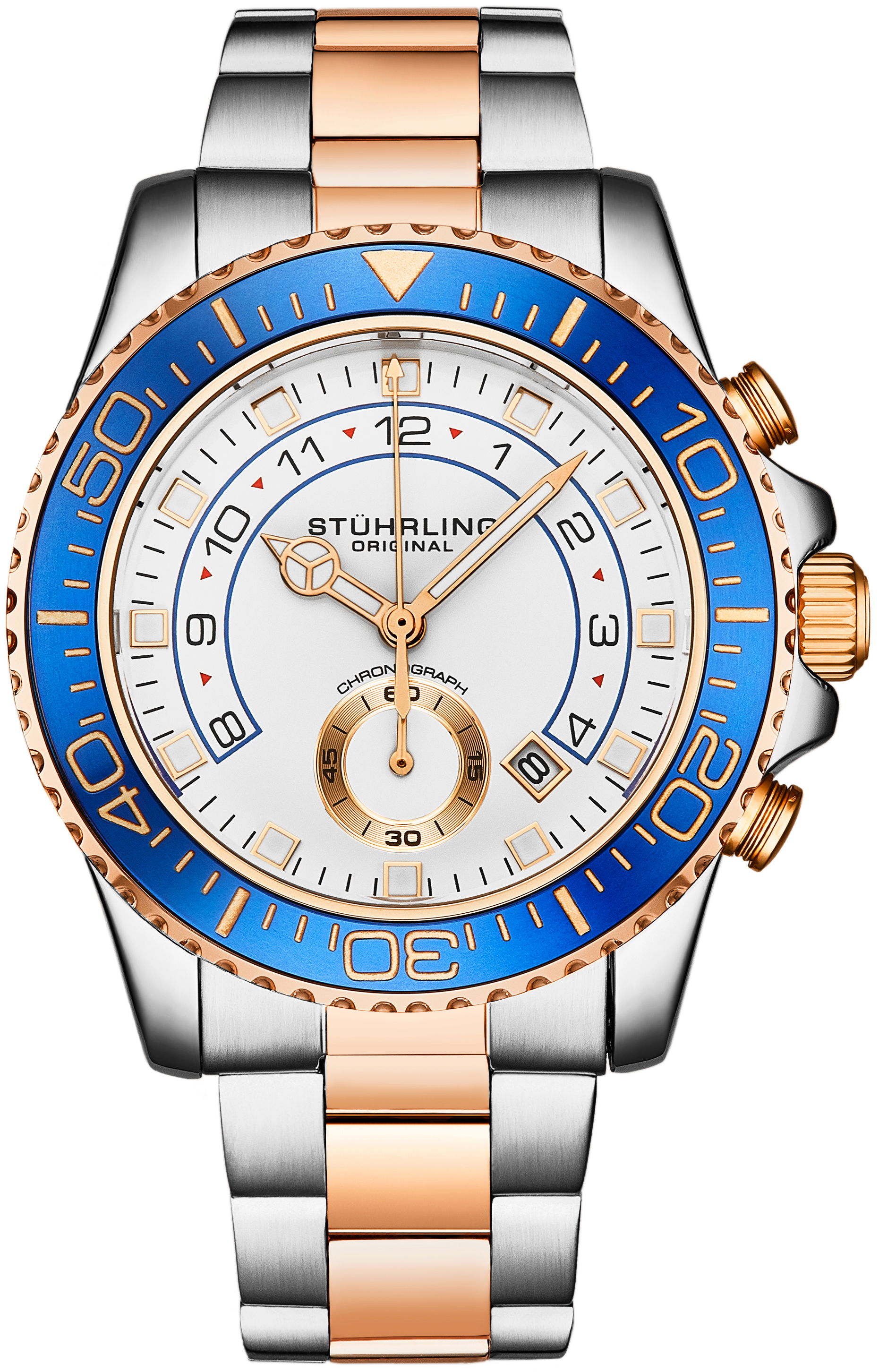 Stührling Original 3966.3 Aquadiver Vit/Roséguldstonat stål Ø42 mm