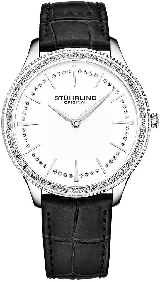 Stührling Original Damklocka 3985.1 Symphony Vit/Läder Ø38 mm - Stührling Original