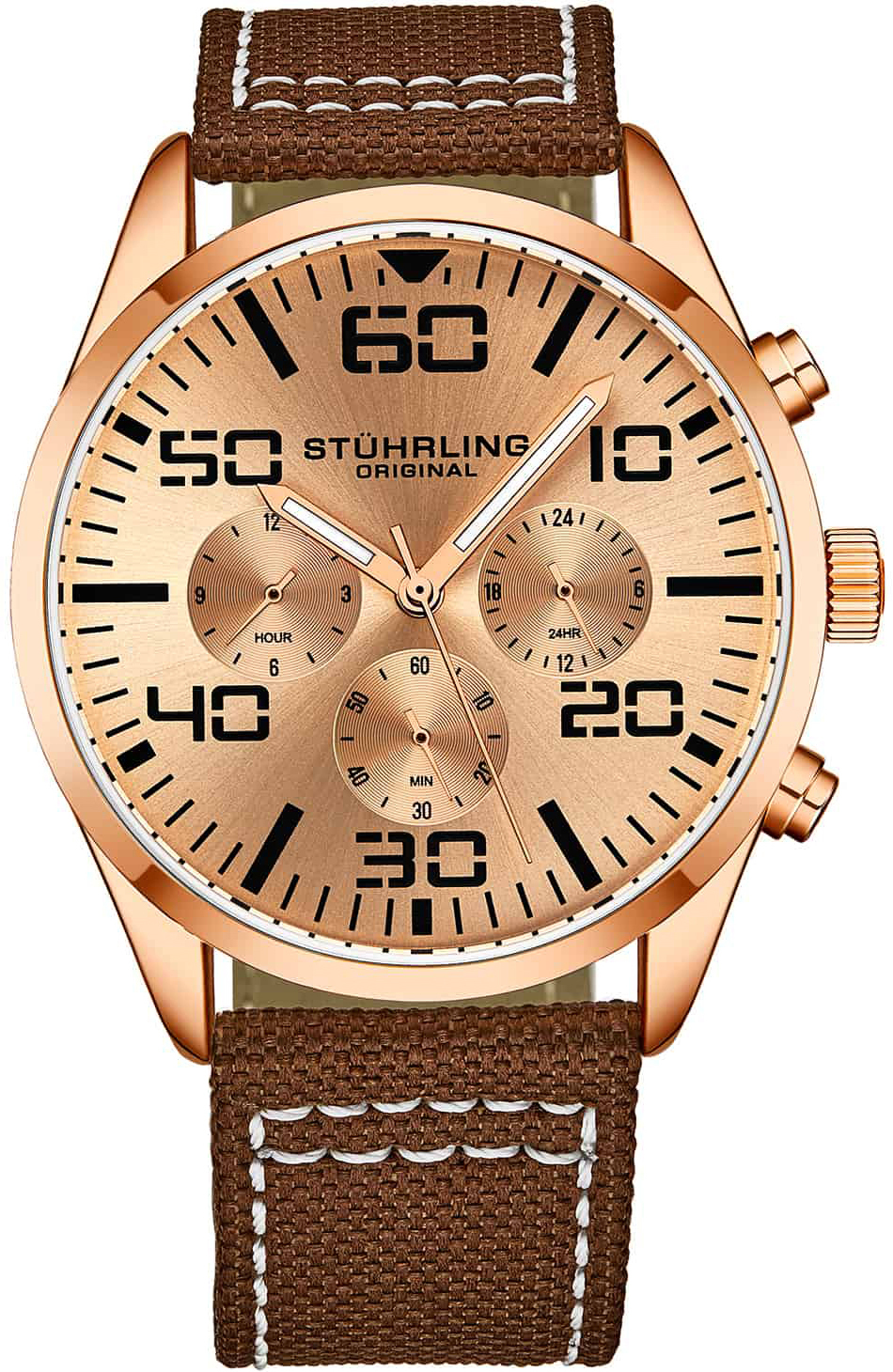 Stührling Original Herrklocka 4001.5 Aviator Roséguldstonad/Läder - Stührling Original