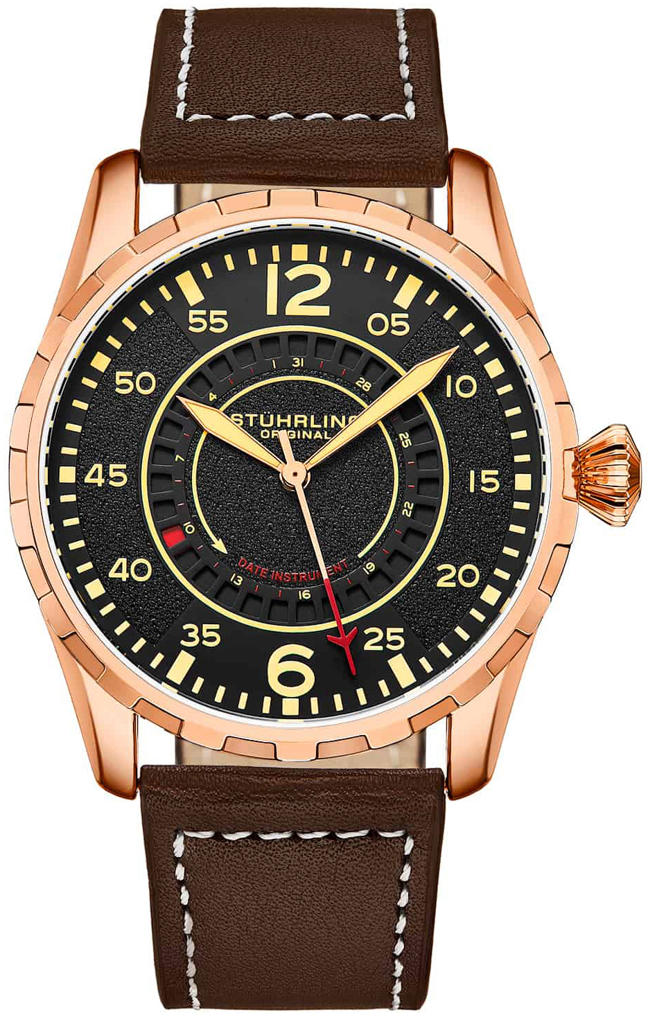 Stührling Original Herrklocka 4002.5 Aviator Svart/Läder Ø44 mm - Stührling Original