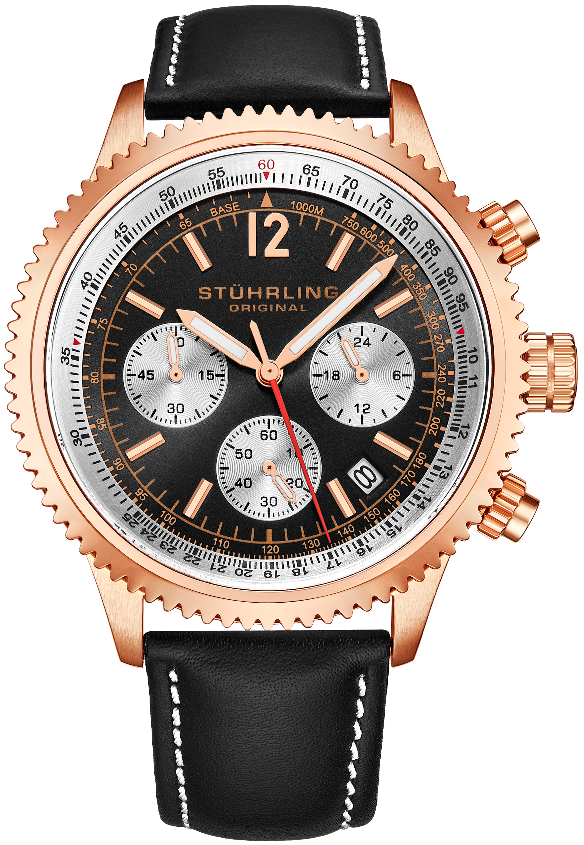 Stührling Original Herrklocka 4015.3 Monaco Svart/Läder Ø44 mm - Stührling Original