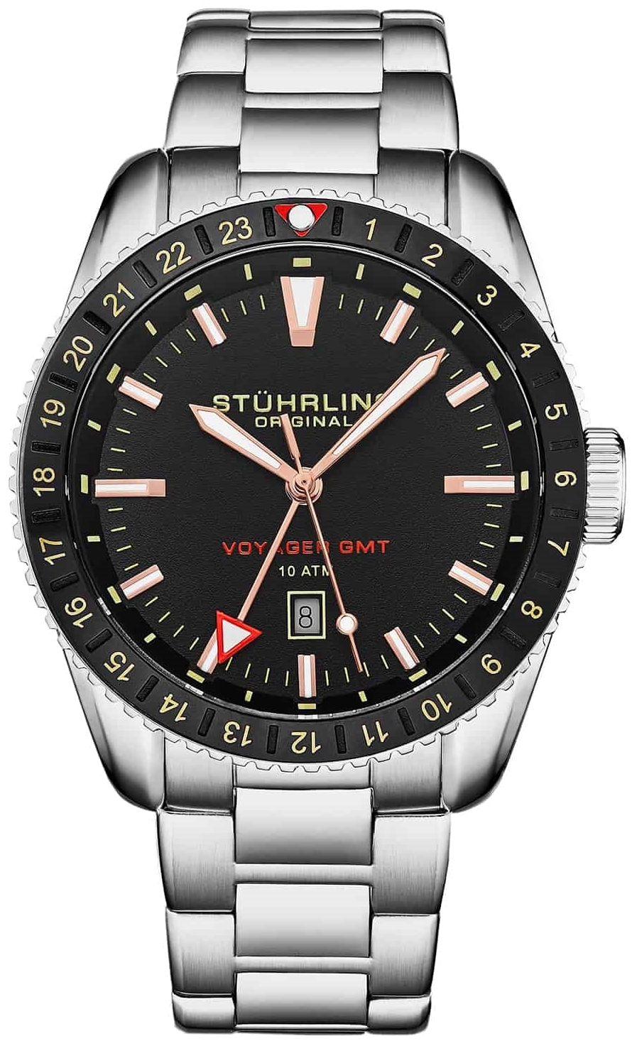 Stührling Original Herrklocka 4017.1 Voyager GMT Svart/Stål Ø42 mm - Stührling Original
